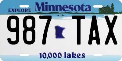 MN license plate 987TAX