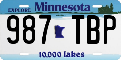 MN license plate 987TBP