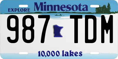 MN license plate 987TDM