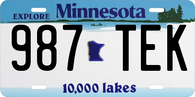 MN license plate 987TEK