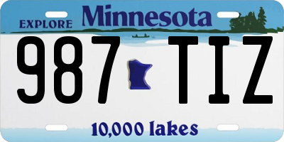 MN license plate 987TIZ