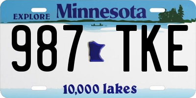 MN license plate 987TKE