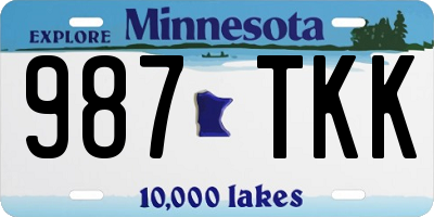 MN license plate 987TKK
