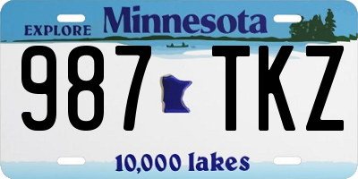 MN license plate 987TKZ