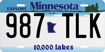 MN license plate 987TLK