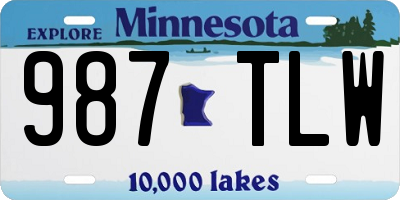 MN license plate 987TLW