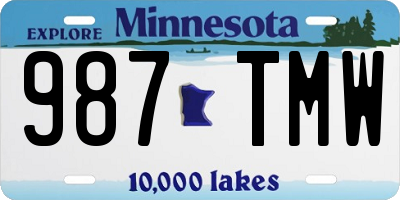 MN license plate 987TMW