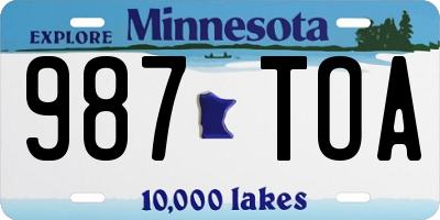 MN license plate 987TOA