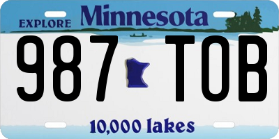 MN license plate 987TOB