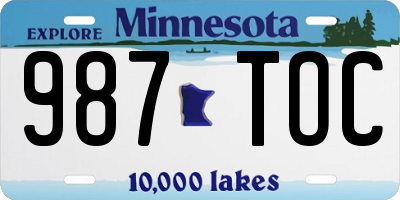 MN license plate 987TOC