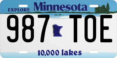 MN license plate 987TOE