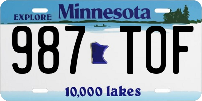 MN license plate 987TOF