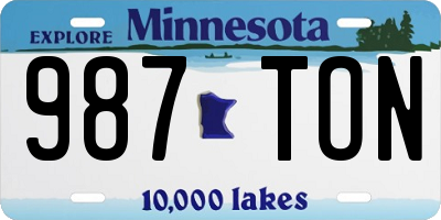 MN license plate 987TON