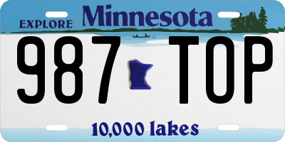 MN license plate 987TOP