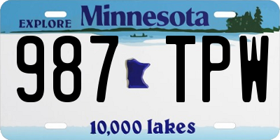 MN license plate 987TPW