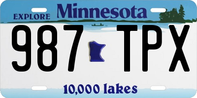 MN license plate 987TPX