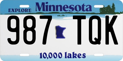 MN license plate 987TQK