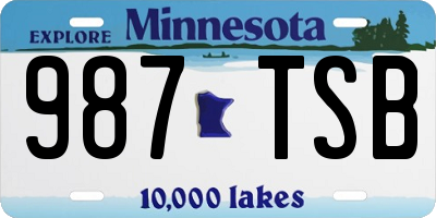 MN license plate 987TSB