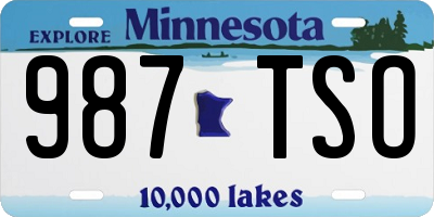 MN license plate 987TSO