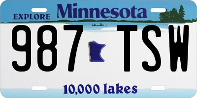 MN license plate 987TSW