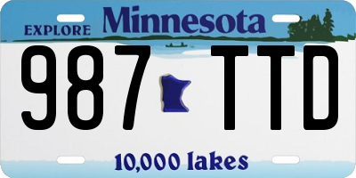 MN license plate 987TTD