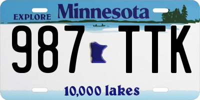 MN license plate 987TTK