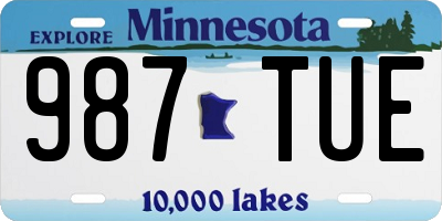 MN license plate 987TUE