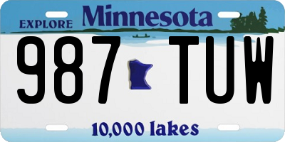 MN license plate 987TUW