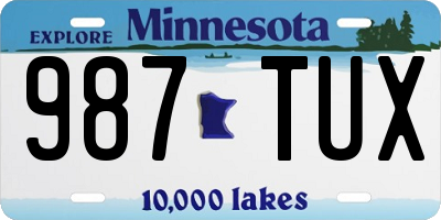 MN license plate 987TUX