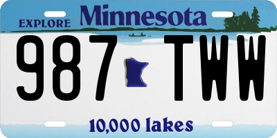 MN license plate 987TWW