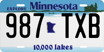 MN license plate 987TXB
