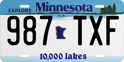 MN license plate 987TXF