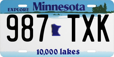MN license plate 987TXK