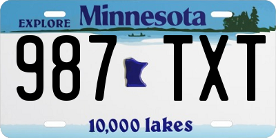 MN license plate 987TXT