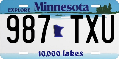 MN license plate 987TXU