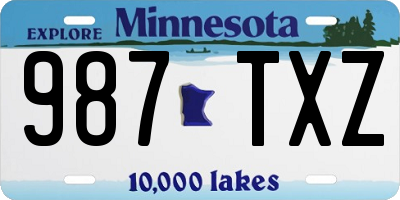 MN license plate 987TXZ
