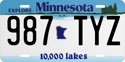 MN license plate 987TYZ