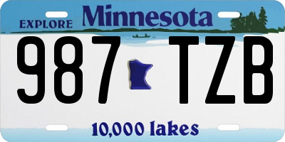 MN license plate 987TZB
