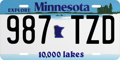 MN license plate 987TZD