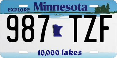 MN license plate 987TZF