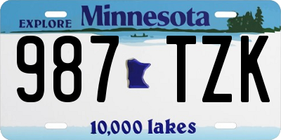 MN license plate 987TZK