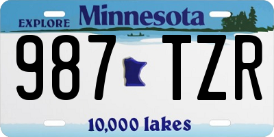 MN license plate 987TZR