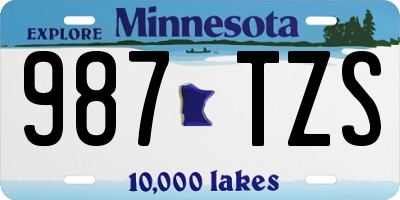 MN license plate 987TZS