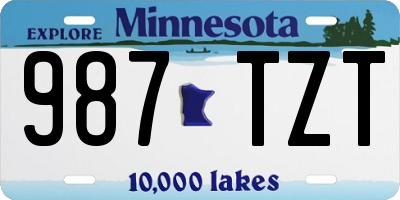 MN license plate 987TZT
