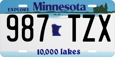 MN license plate 987TZX