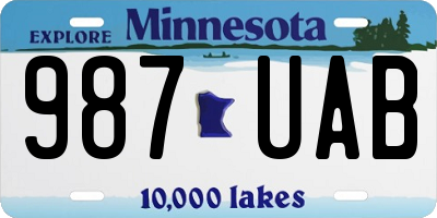 MN license plate 987UAB