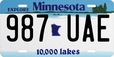 MN license plate 987UAE