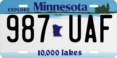 MN license plate 987UAF