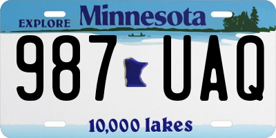 MN license plate 987UAQ