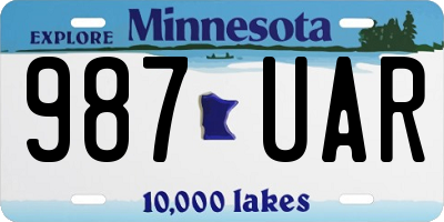 MN license plate 987UAR